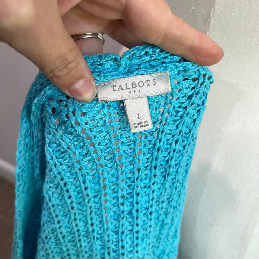 Talbots Blue Ribbon Knit Cardigan Lightweight Classic Size L - Picture 6 of 8